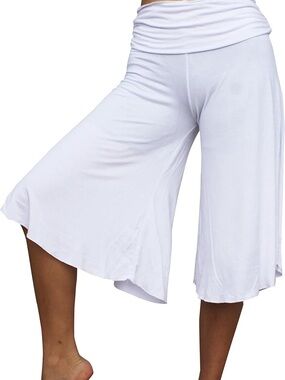 By Johnny White Wide-Leg Cropped Palazzo Pants